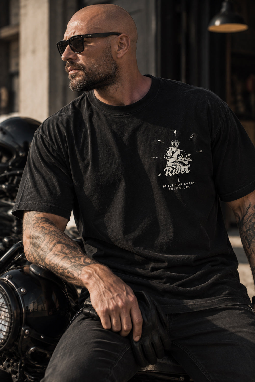 Ön Arka Rider Baskılı Erkek Tişört