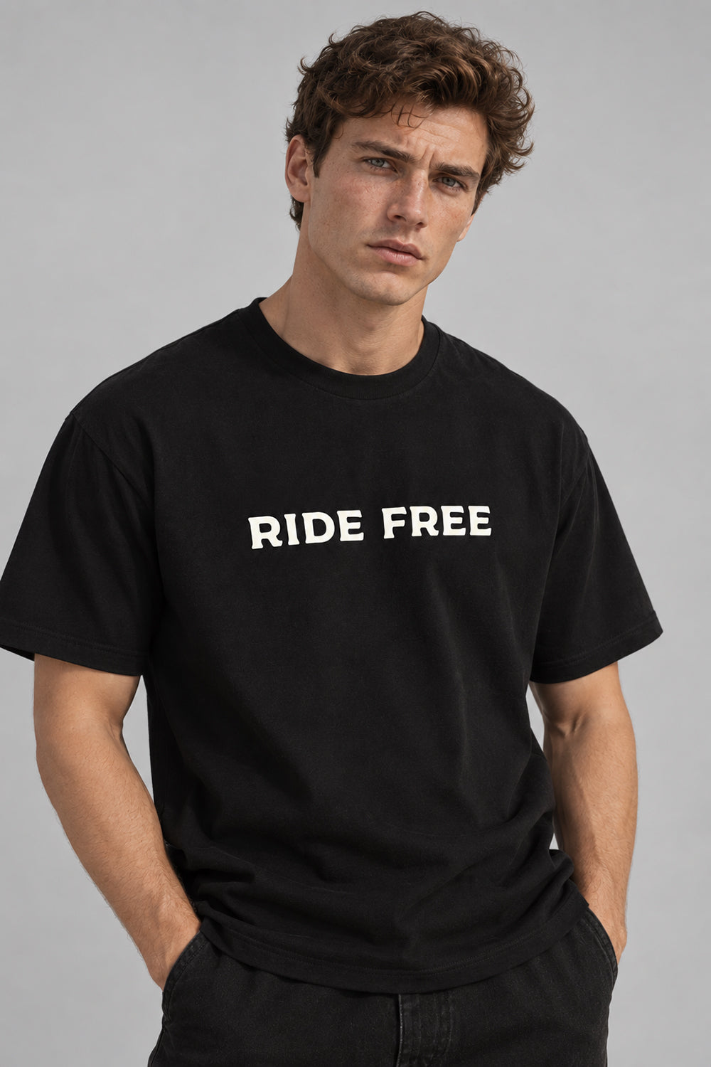 Rıde Free Baskılı Siyah Tişört