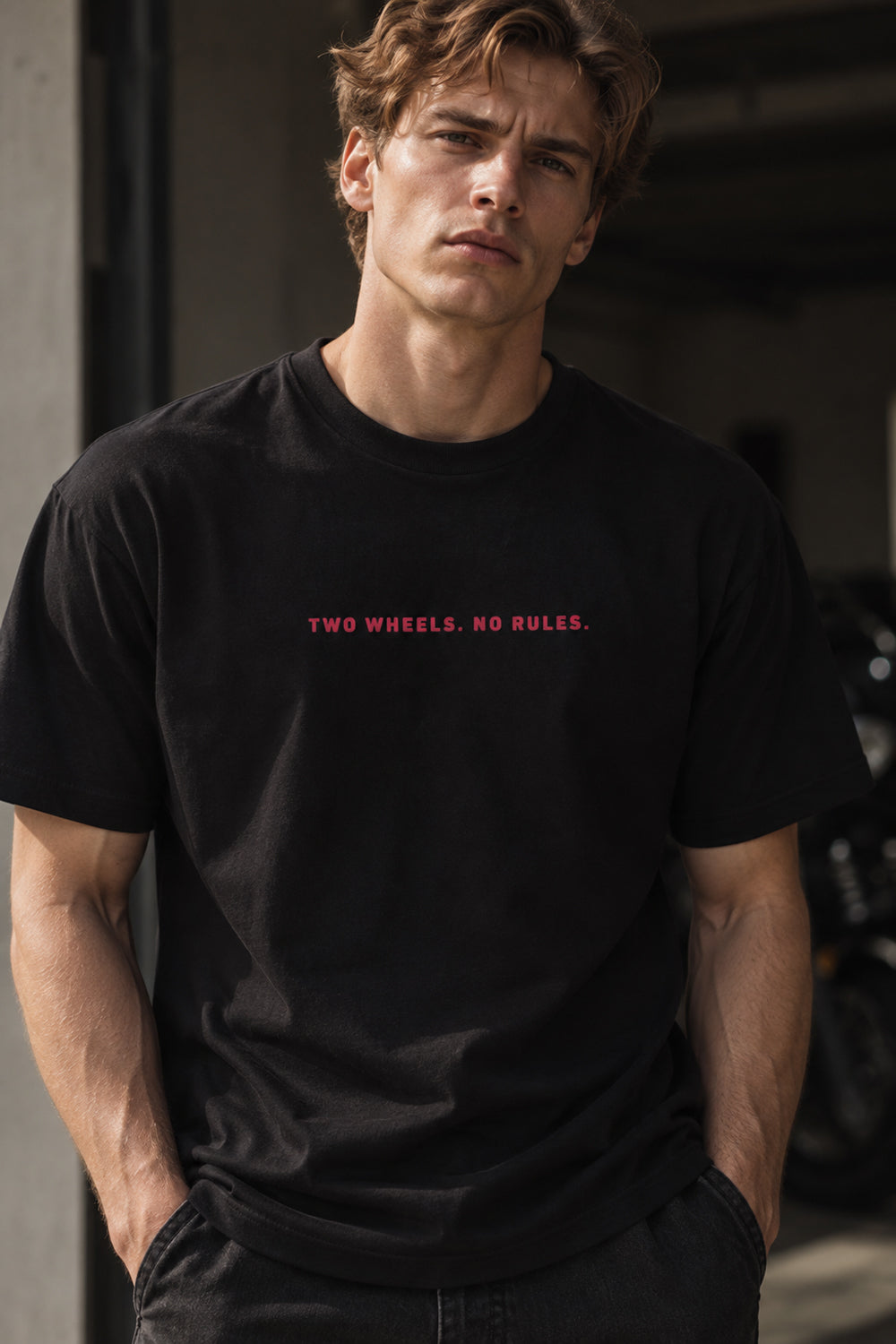 Two Wheels No Rules Baskılı Tişört