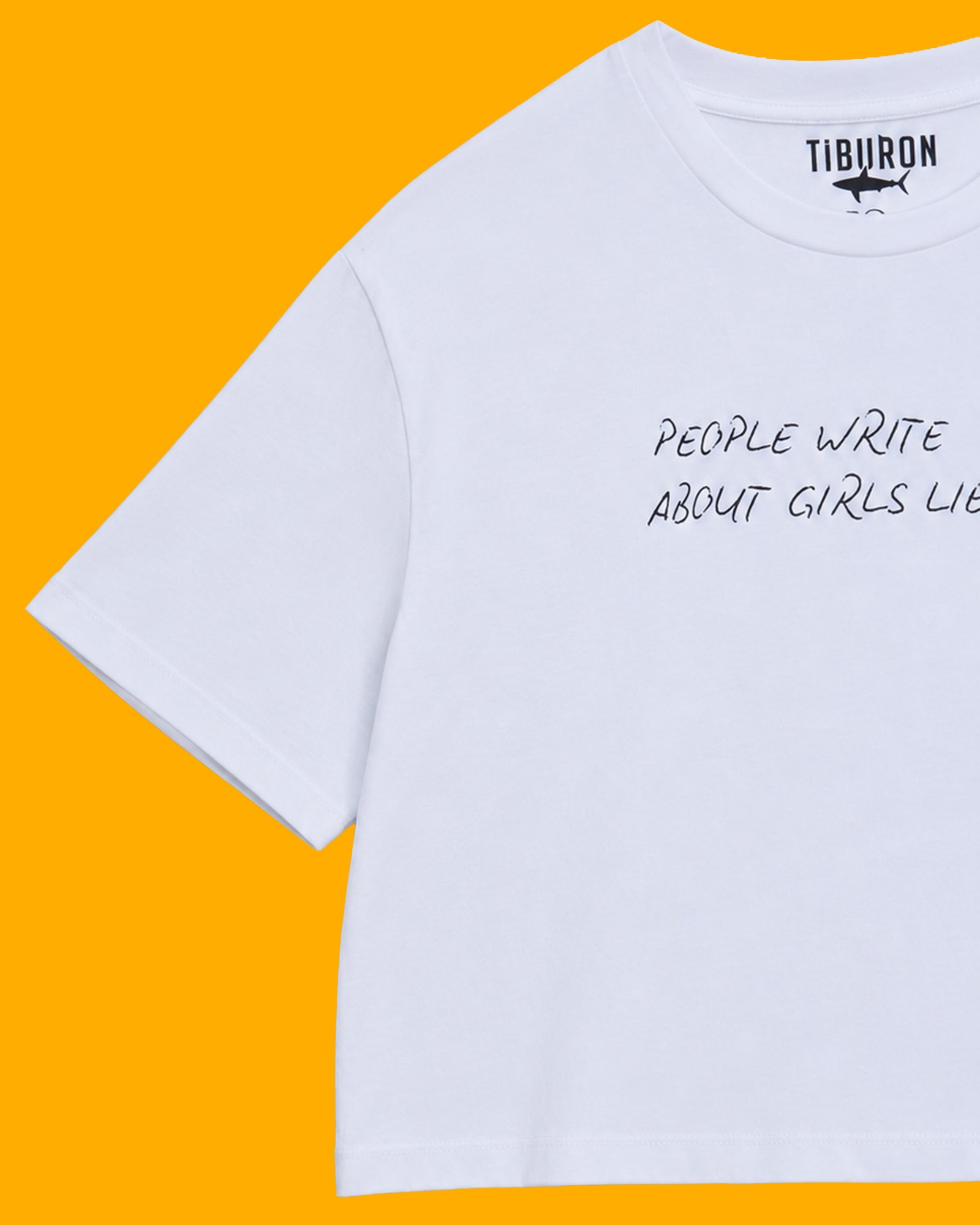 Kadın Slogan Baskılı Beyaz Crop Tişört