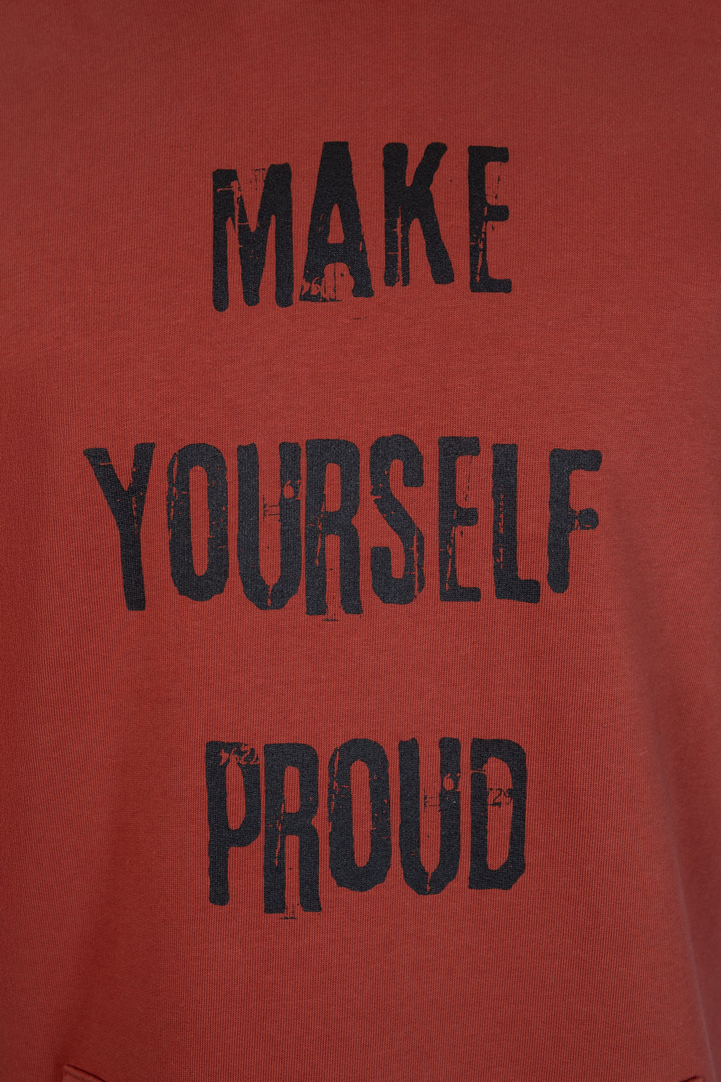 Yazı Baskılı Kapüşonlu Kiremit Kolsuz Sweatshirt