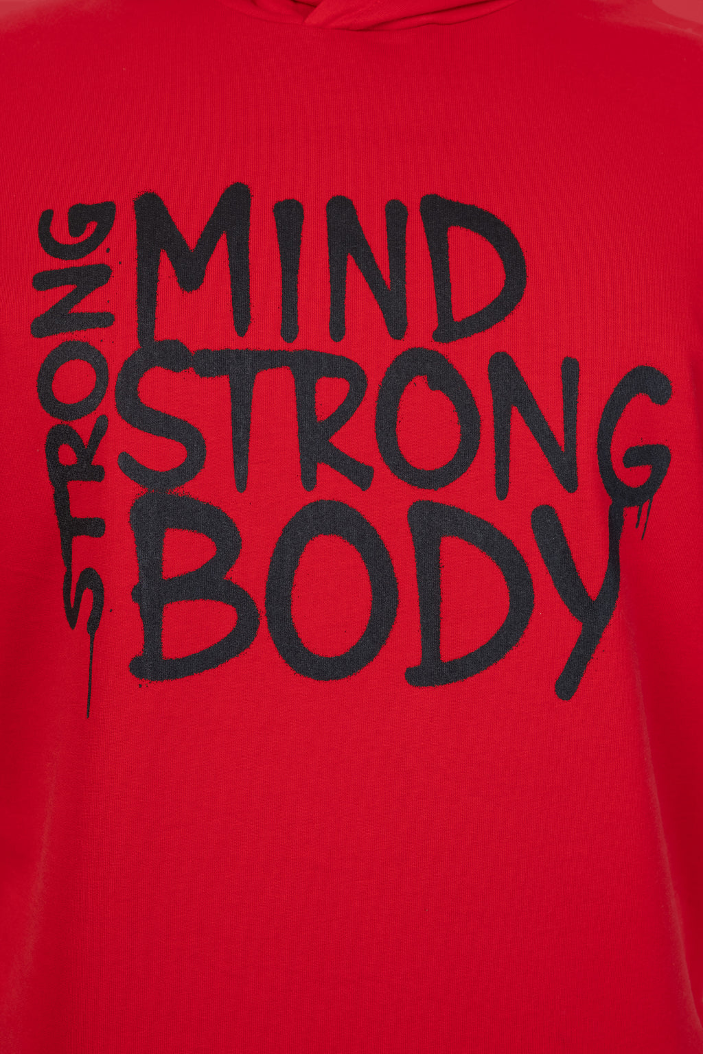Baskılı Kapüşonlu Kırmızı Kolsuz Sweatshirt