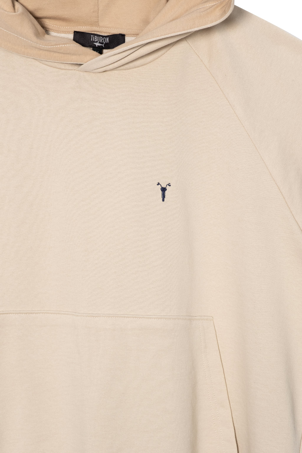 Erkek Bej Kapüşonlu Kısa Kollu Hoodie