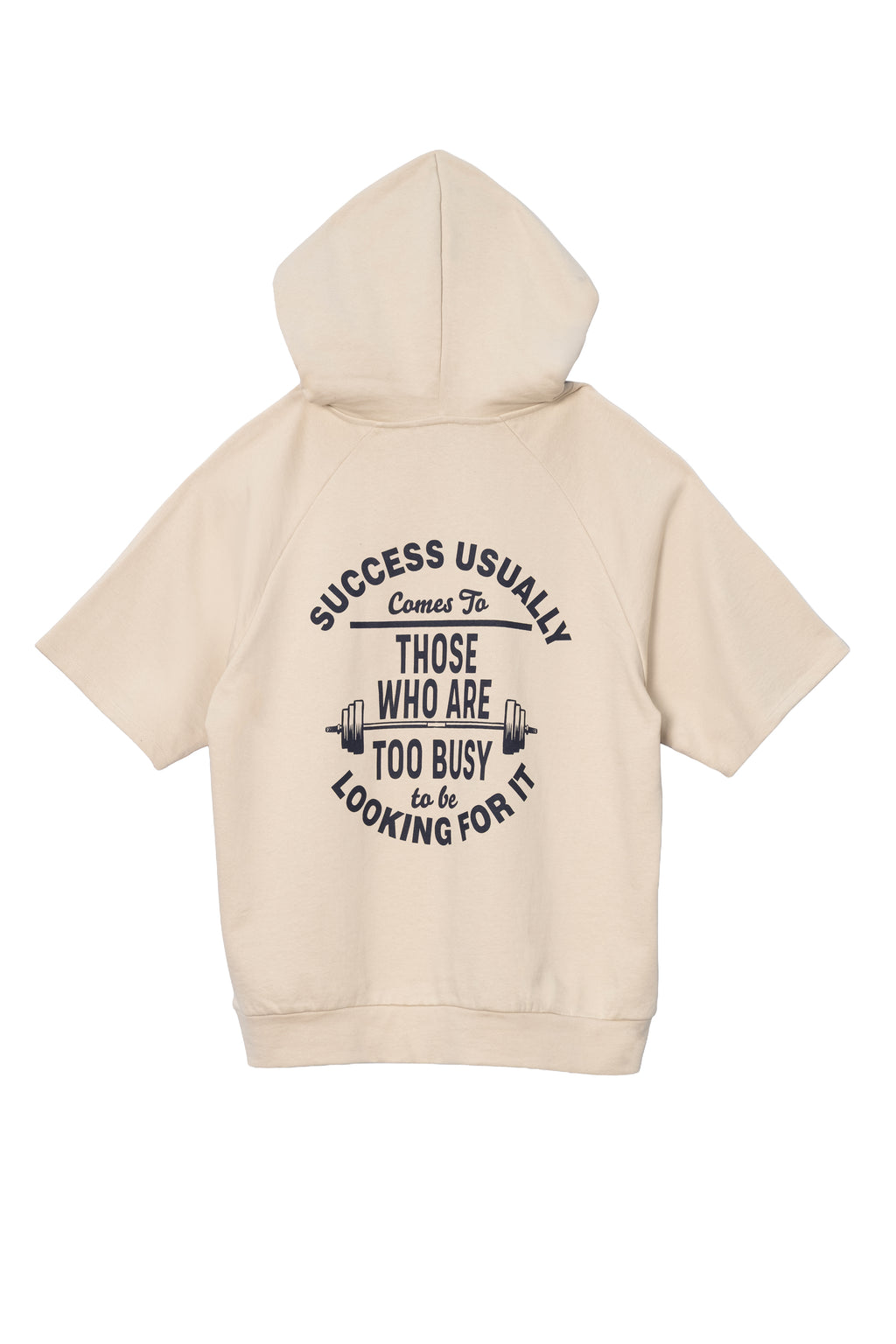 Erkek Bej Kapüşonlu Kısa Kollu Hoodie
