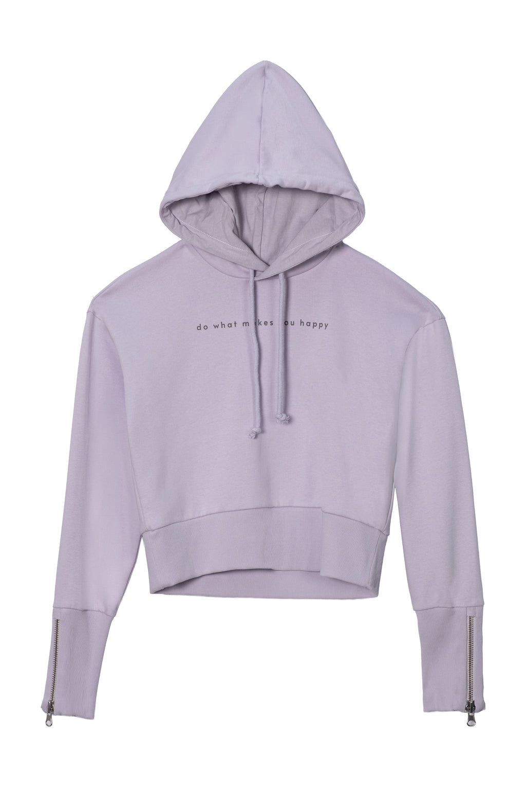 Kadın Lila Kapüşonlu Crop Hoodie