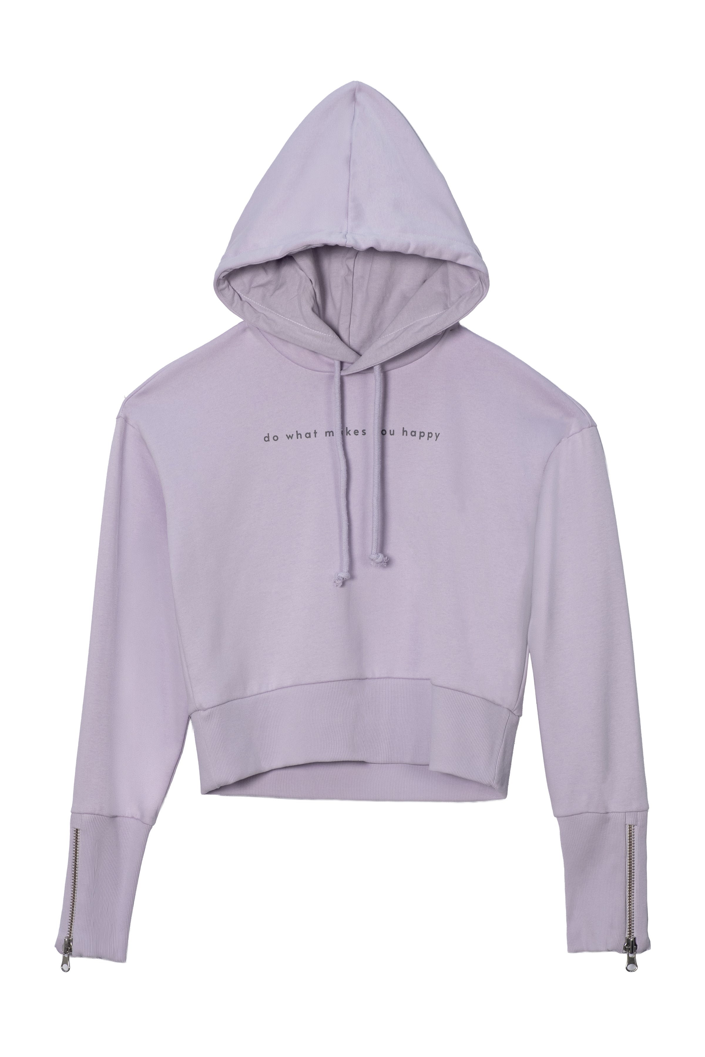 Kadın Lila Kapüşonlu Crop Hoodie