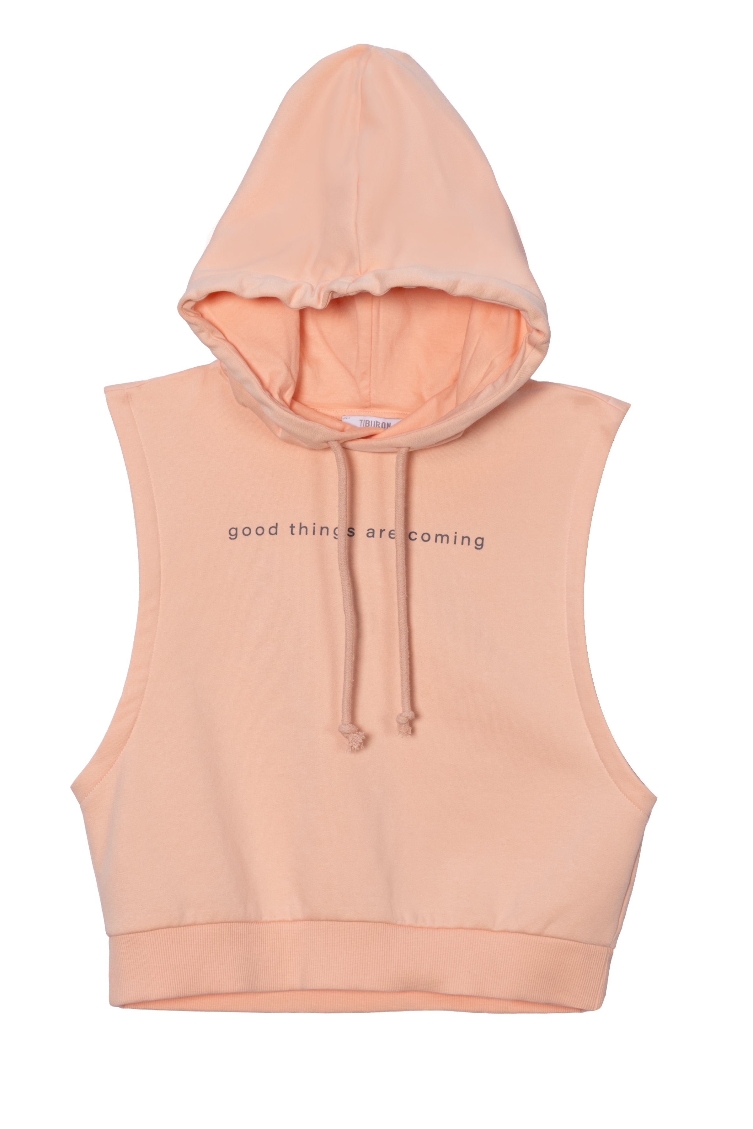 Kadın Kapüşonlu Kolsuz Crop Hoodie