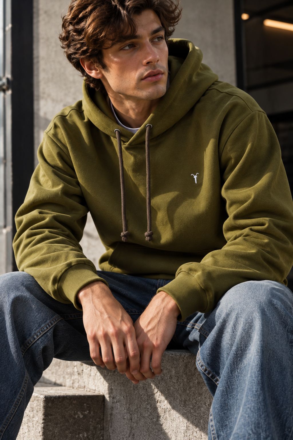 Kapüşonlu Regular Haki Hoodie