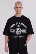 Rain Dogs KK Kuru Kafa Baskılı Siyah Erkek Tişört