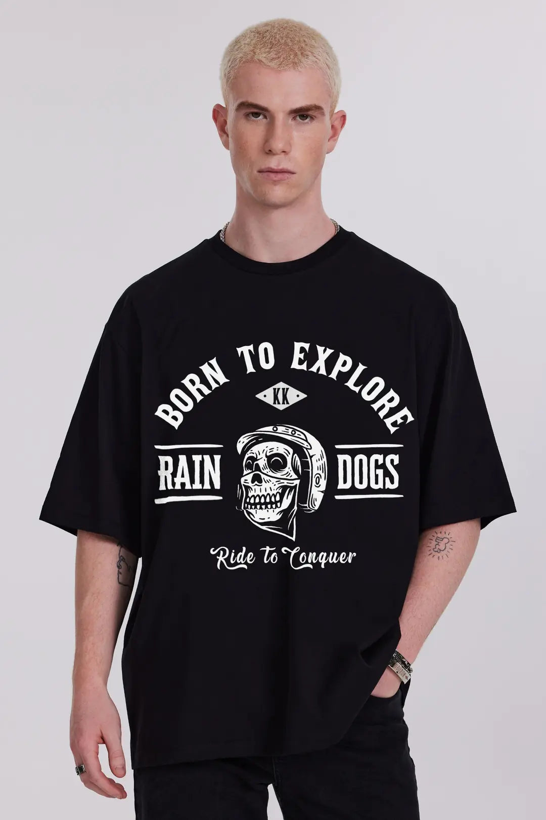 Rain Dogs KK Kuru Kafa Baskılı Siyah Erkek Tişört