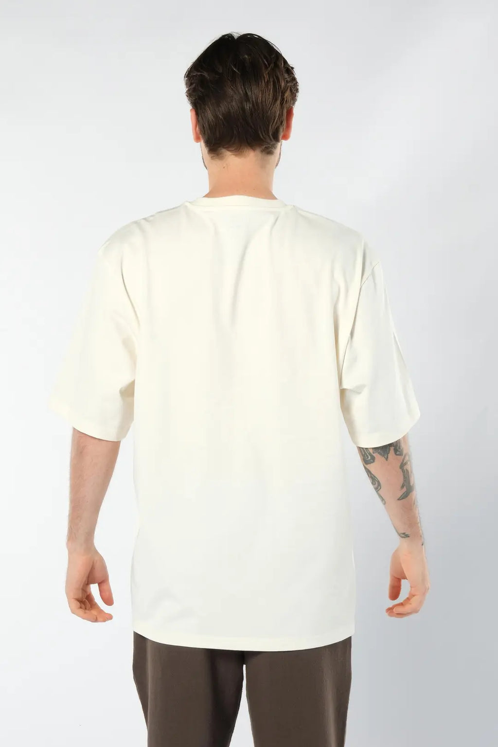 Baskılı Erkek Ekru Oversize Tişört
