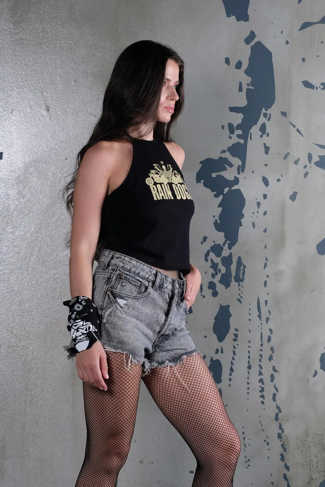 Halter Yaka Önü Baskılı Body