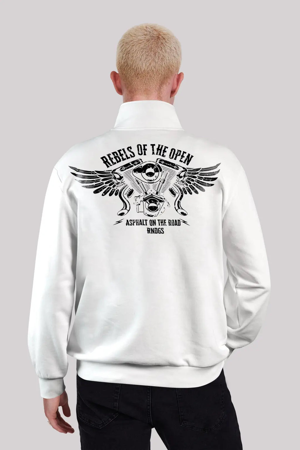 Rain Dogs Sırtı Motor Baskılı Yarım Fermuarlı Sweatshirt