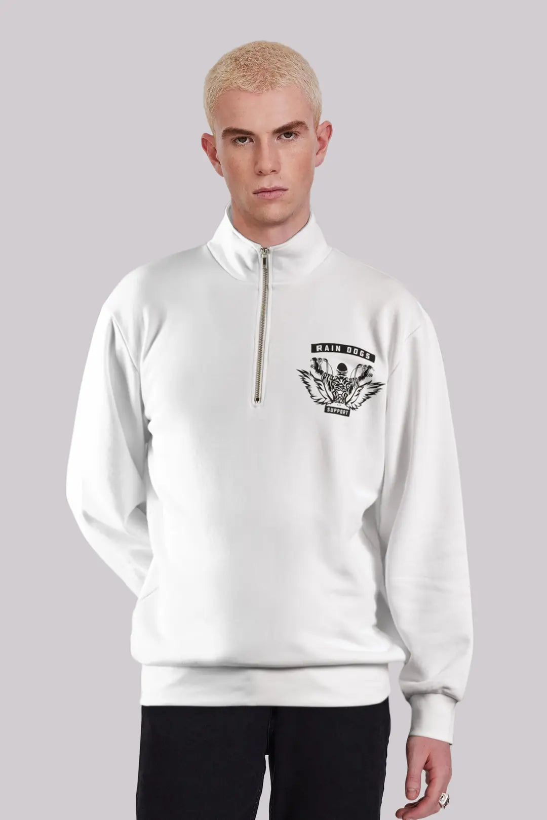 Rain Dogs Alev Baskılı Yarım Fermuarlı Sweatshirt