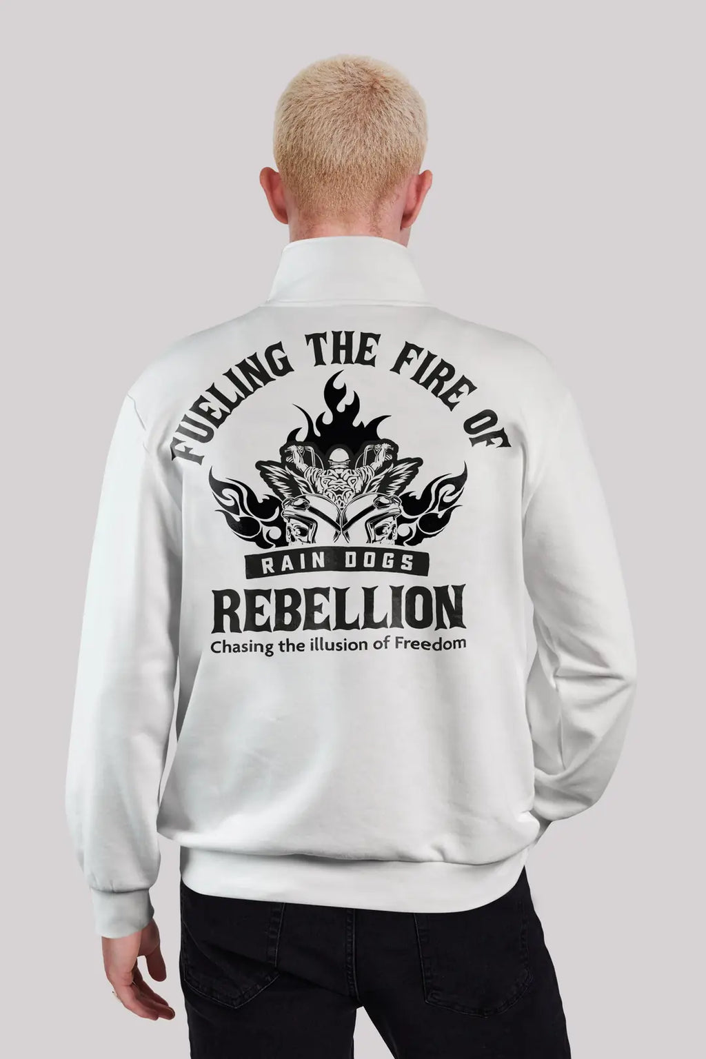 Rain Dogs Alev Baskılı Yarım Fermuarlı Sweatshirt