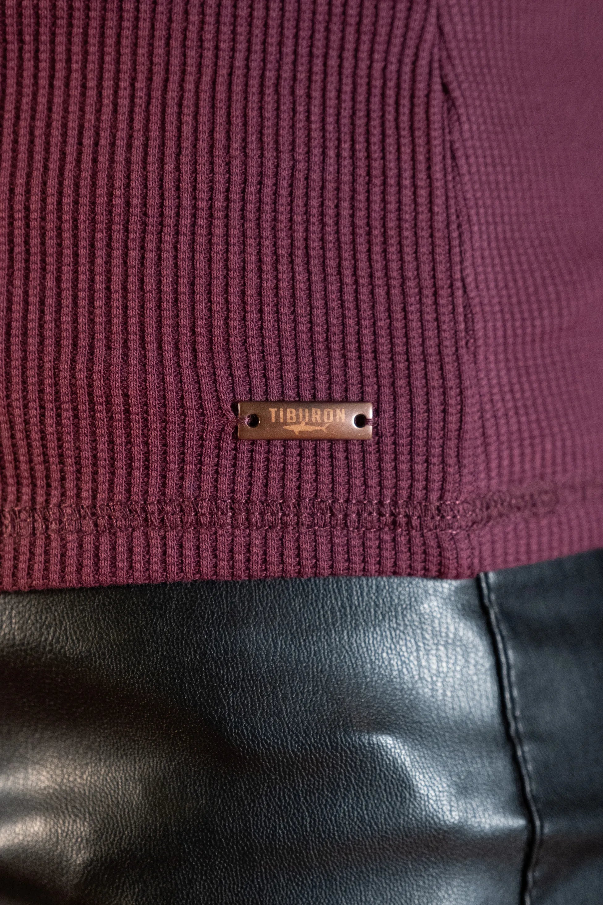 Bordo Bisiklet Yaka Waffle Kadın Body