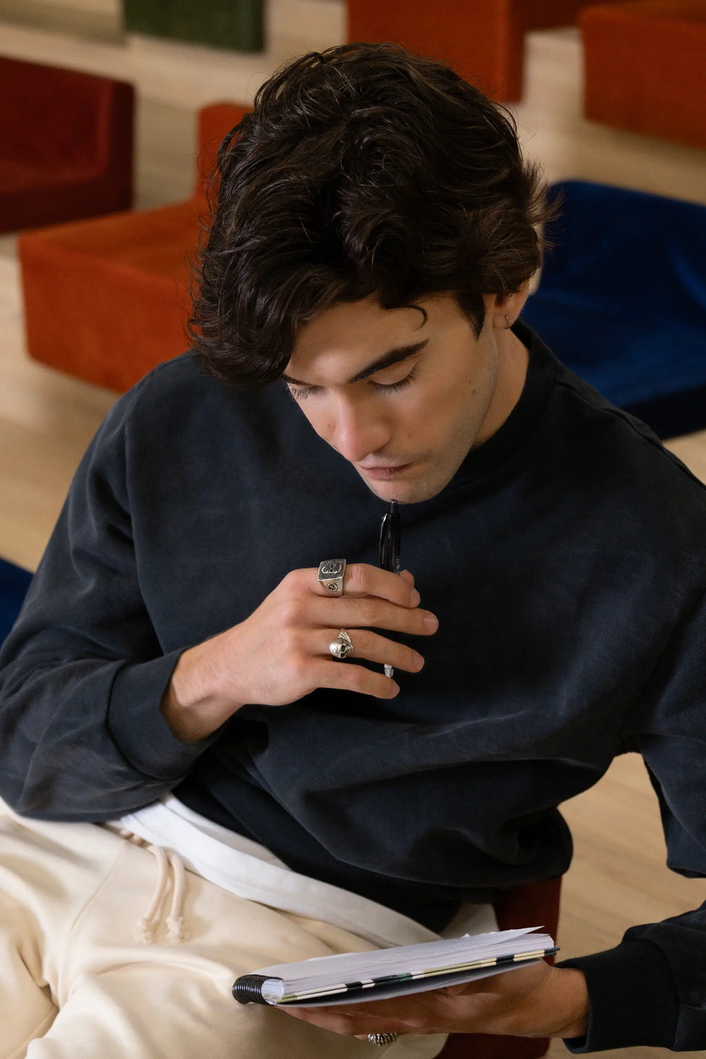 Erkek Antrasit Yıkamalı Sweatshirt