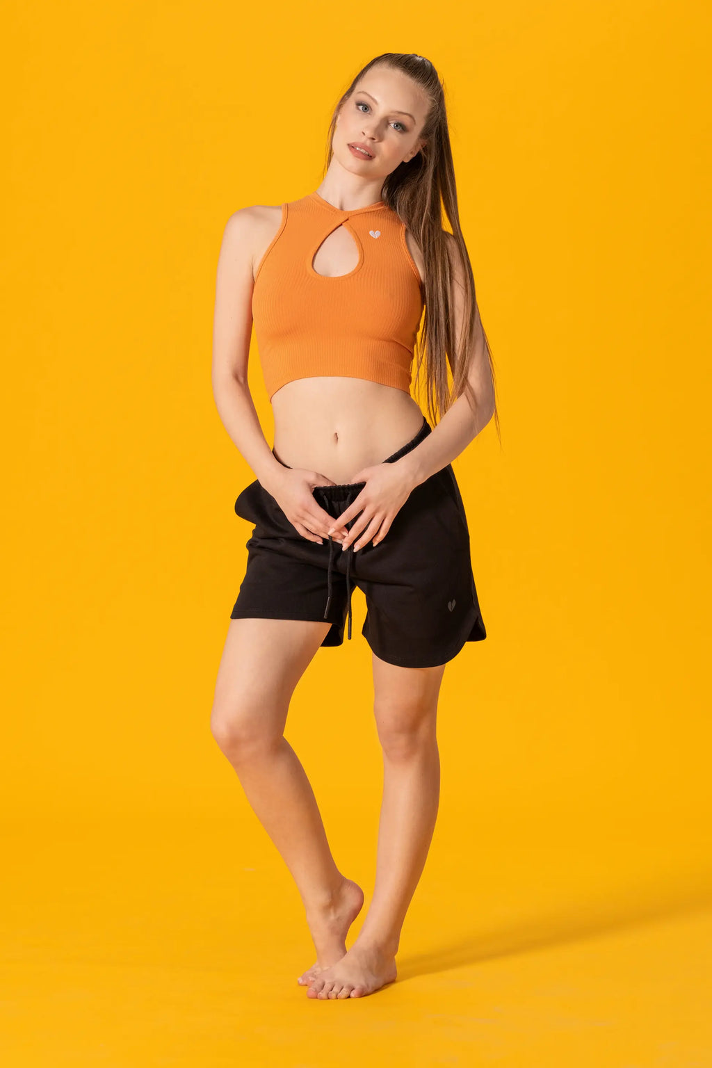 Nakış Detaylı Turuncu Crop Top Body