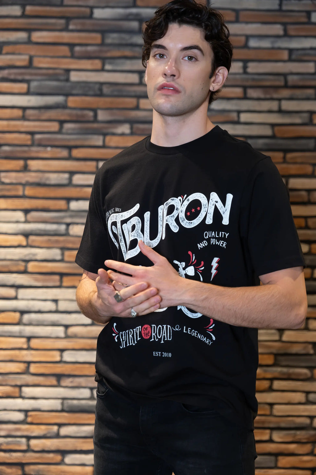 Tiburon Tasarım Baskılı Regular Siyah Tişört
