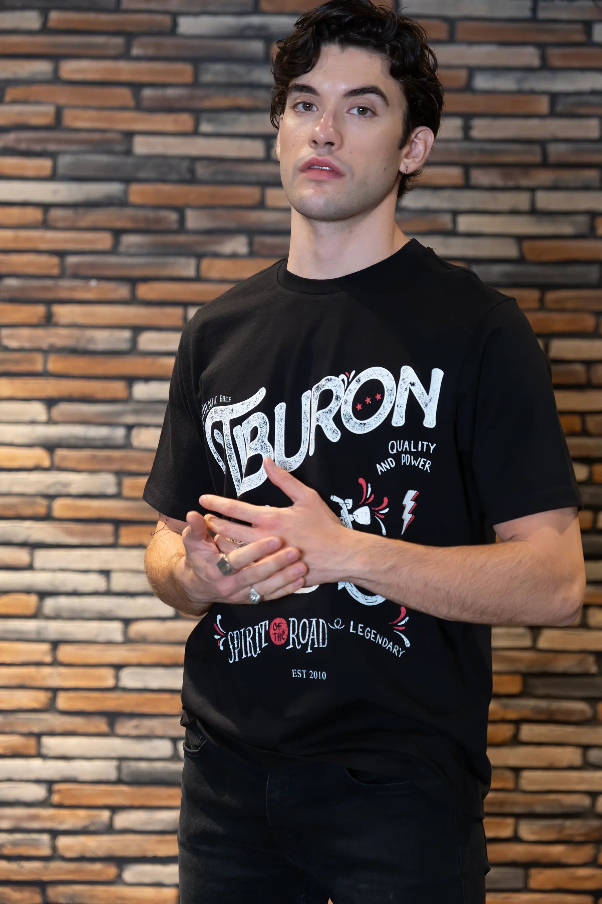 Tiburon Tasarım Baskılı Regular Siyah Tişört