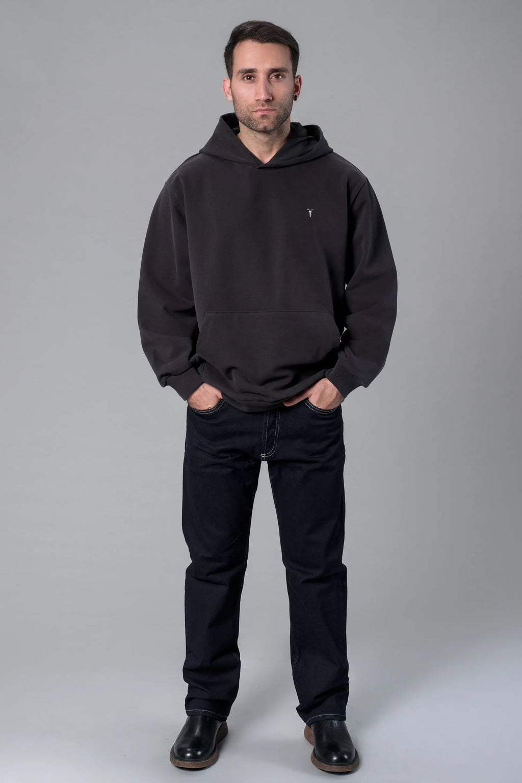 Kapüşonlu Oversize Antrasit Hoodie