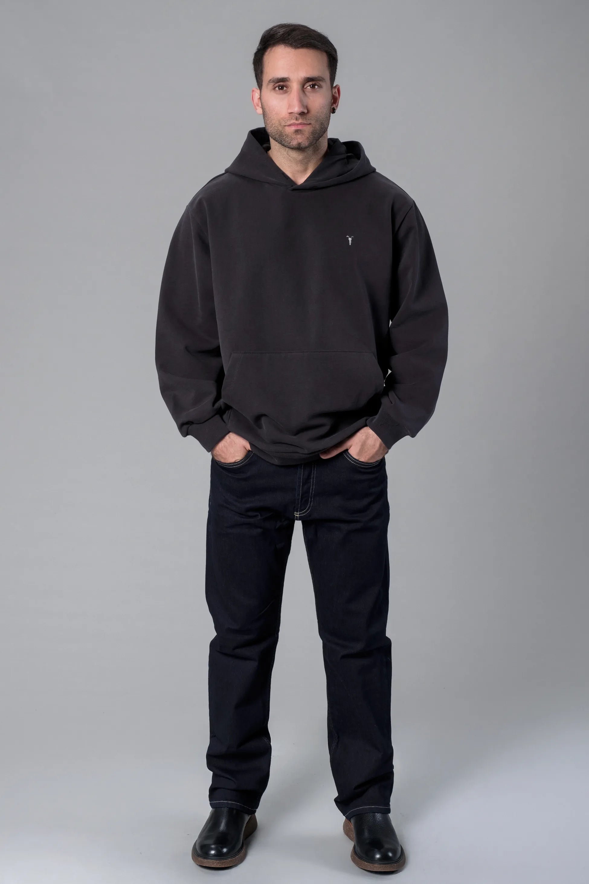 Kapüşonlu Oversize Antrasit Hoodie
