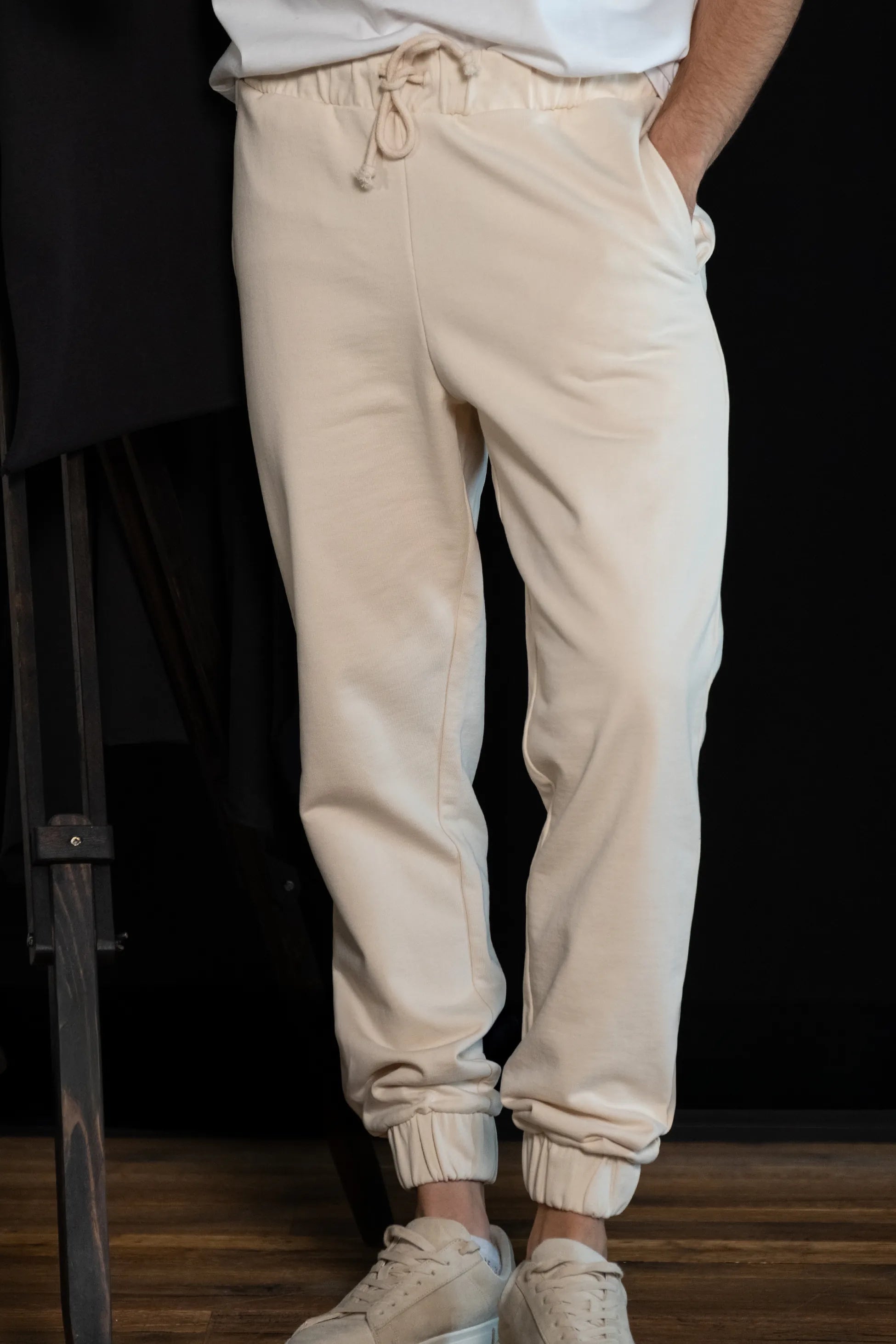 Ekru Basic Jogger Pantolon