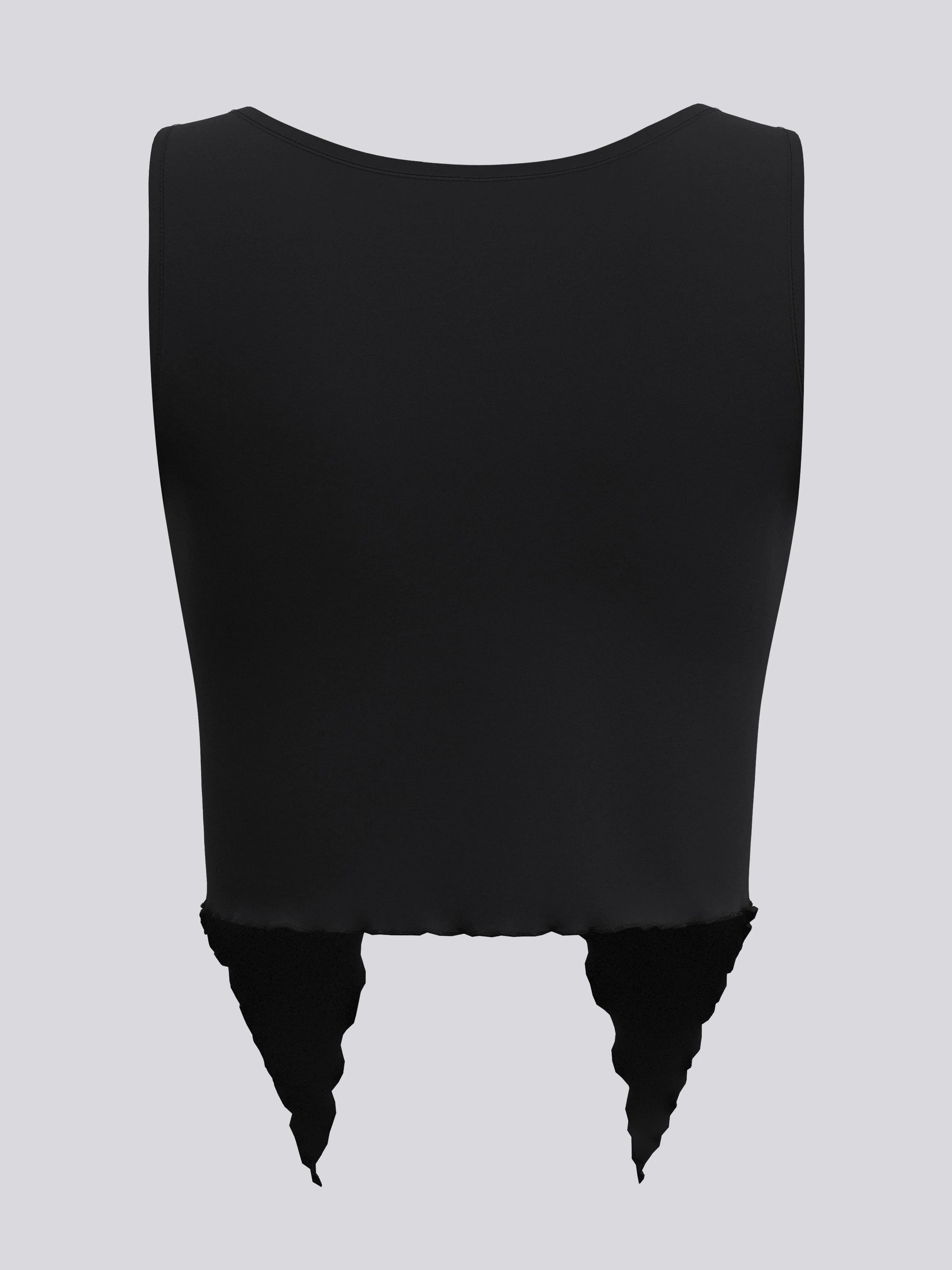 Asimetrik Kesim Siyah Crop Top