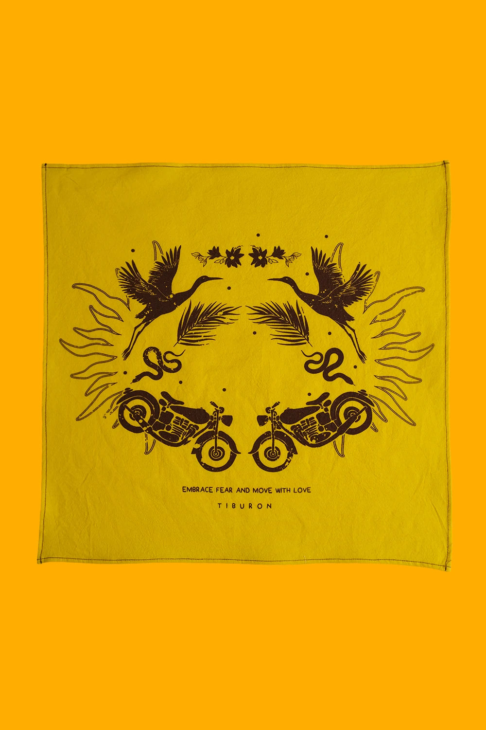 Poplin Baskılı Sarı Bandana