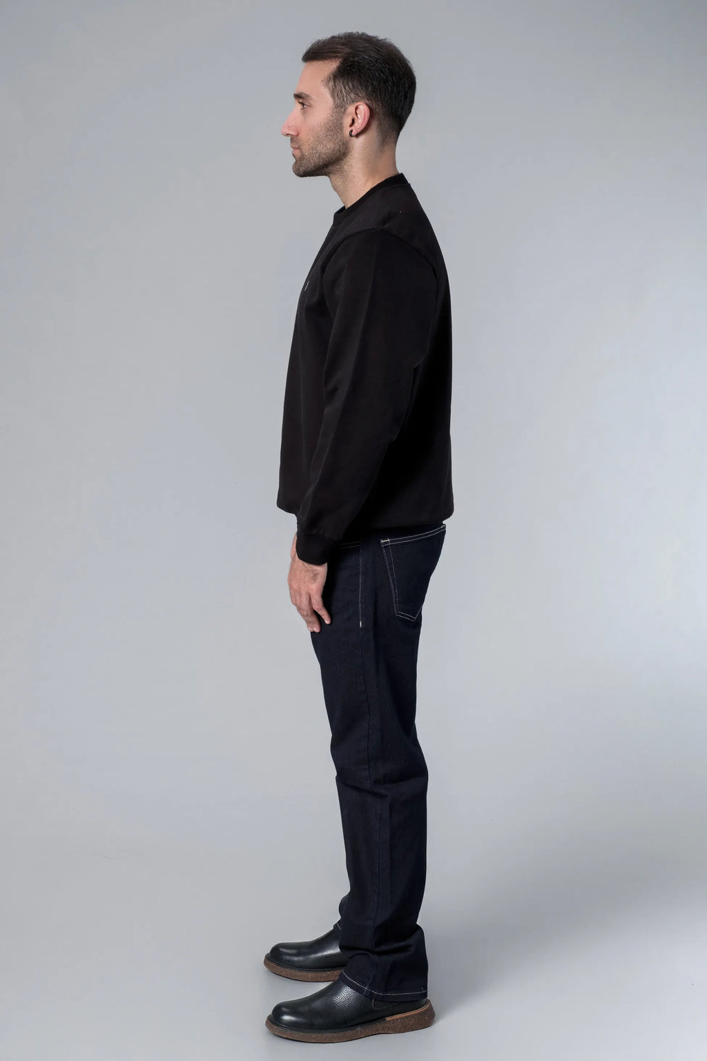 Bisiklet Yaka Siyah Sweatshirt