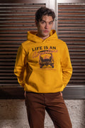 Baskılı Kapüşonlu Regular Sarı Erkek Hoodie