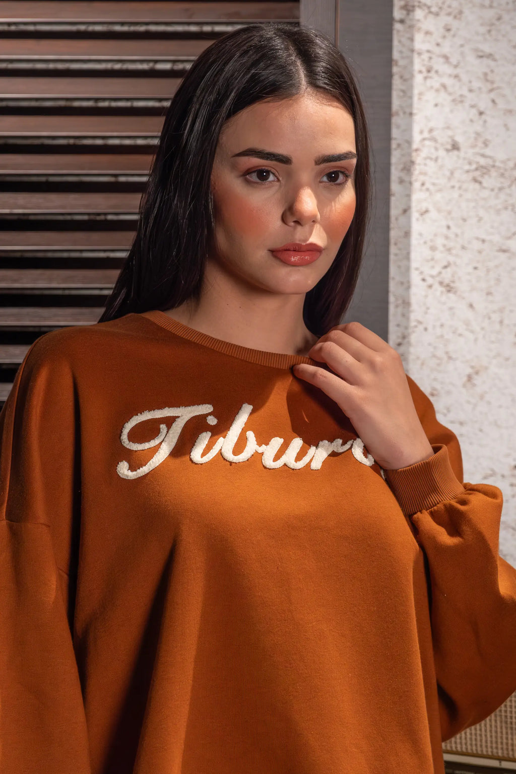 Tiburon Nakışlı Kiremit Sweatshirt