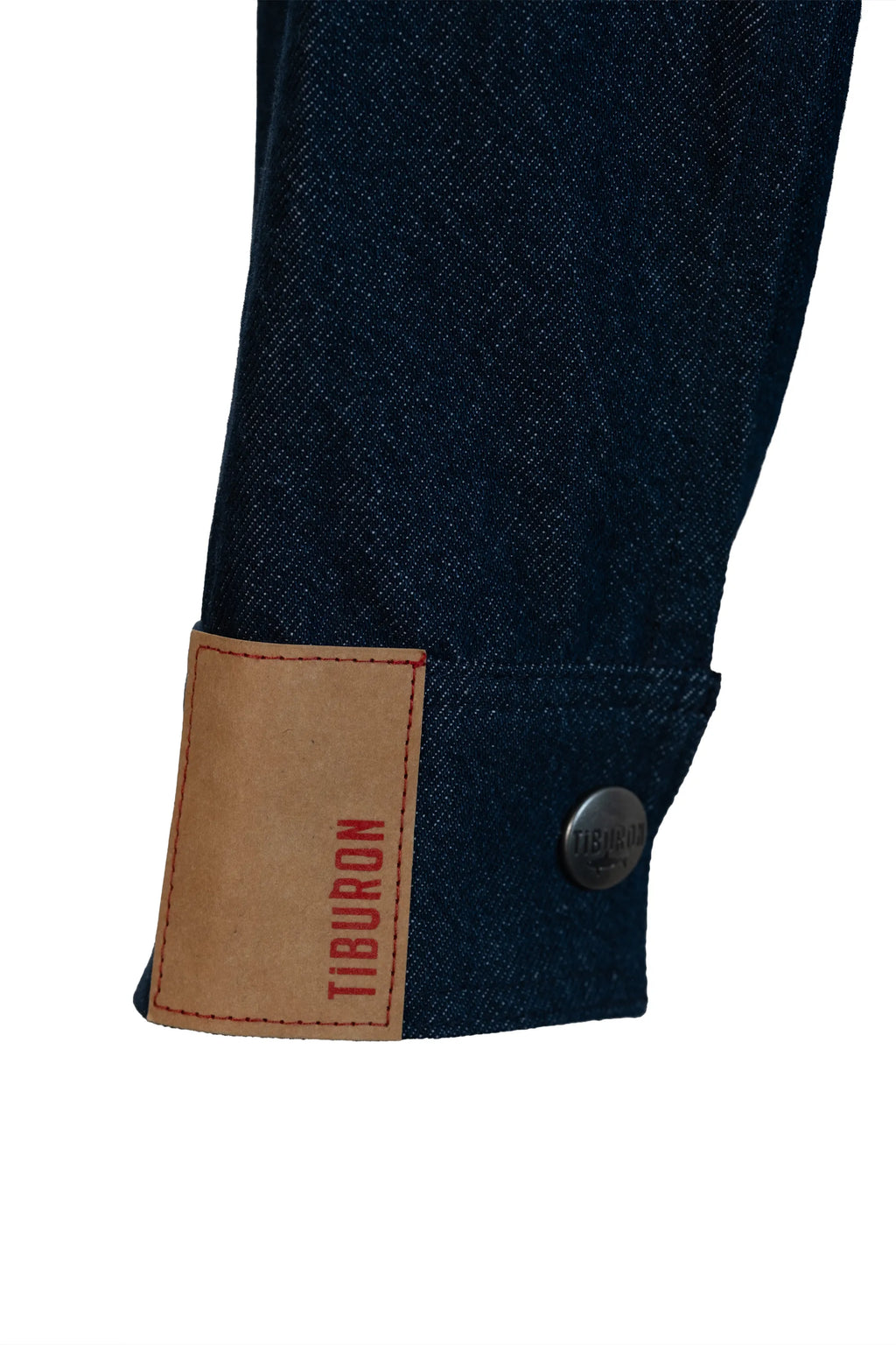 Erkek Suni Deri Yakalı Denim Ceket