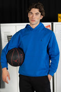 Nakış Detaylı Mavi Oversize Hoodie
