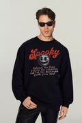 Spooky Baskılı Siyah Sweatshirt