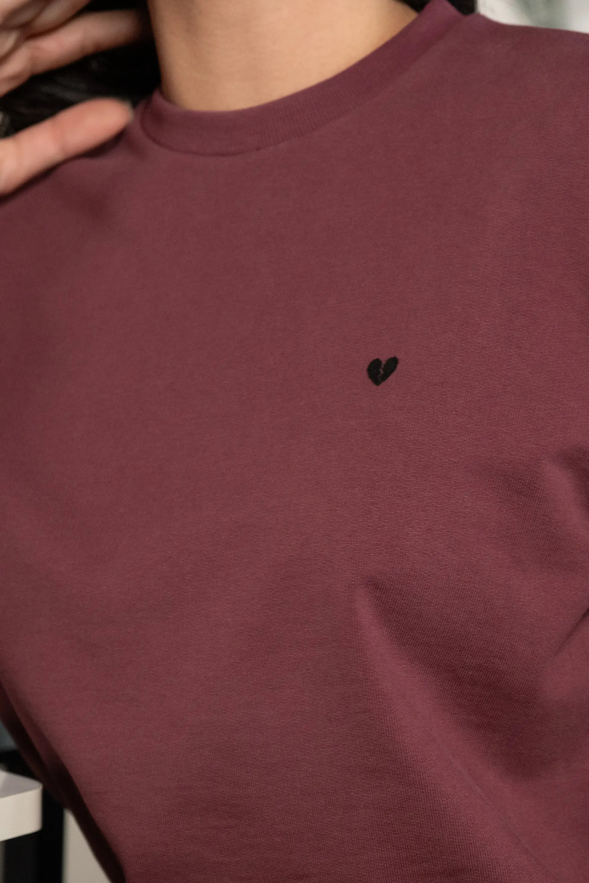 Bordo Bisiklet Yaka Sweatshirt