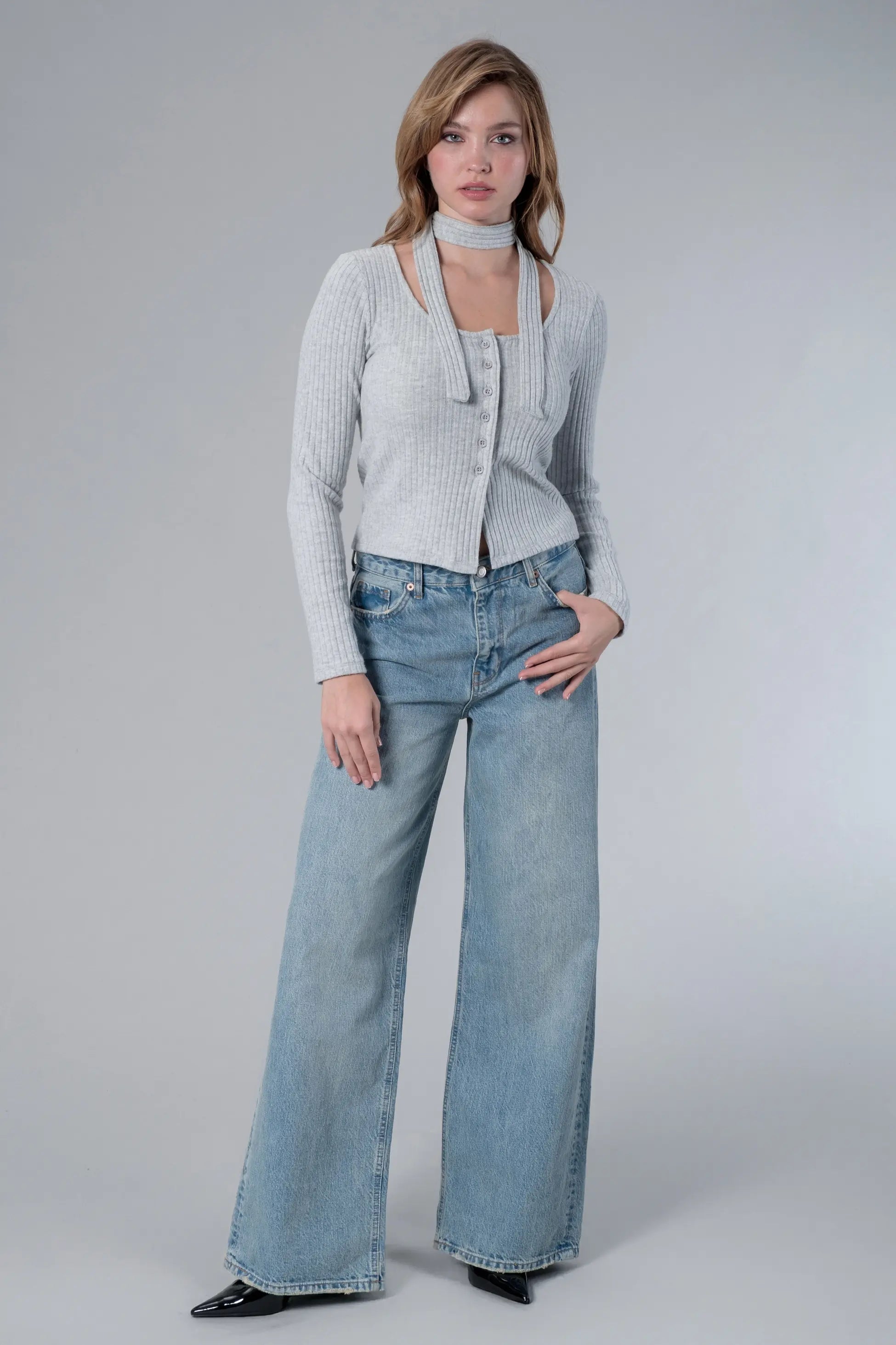 Fular Detaylı Fitilli Body