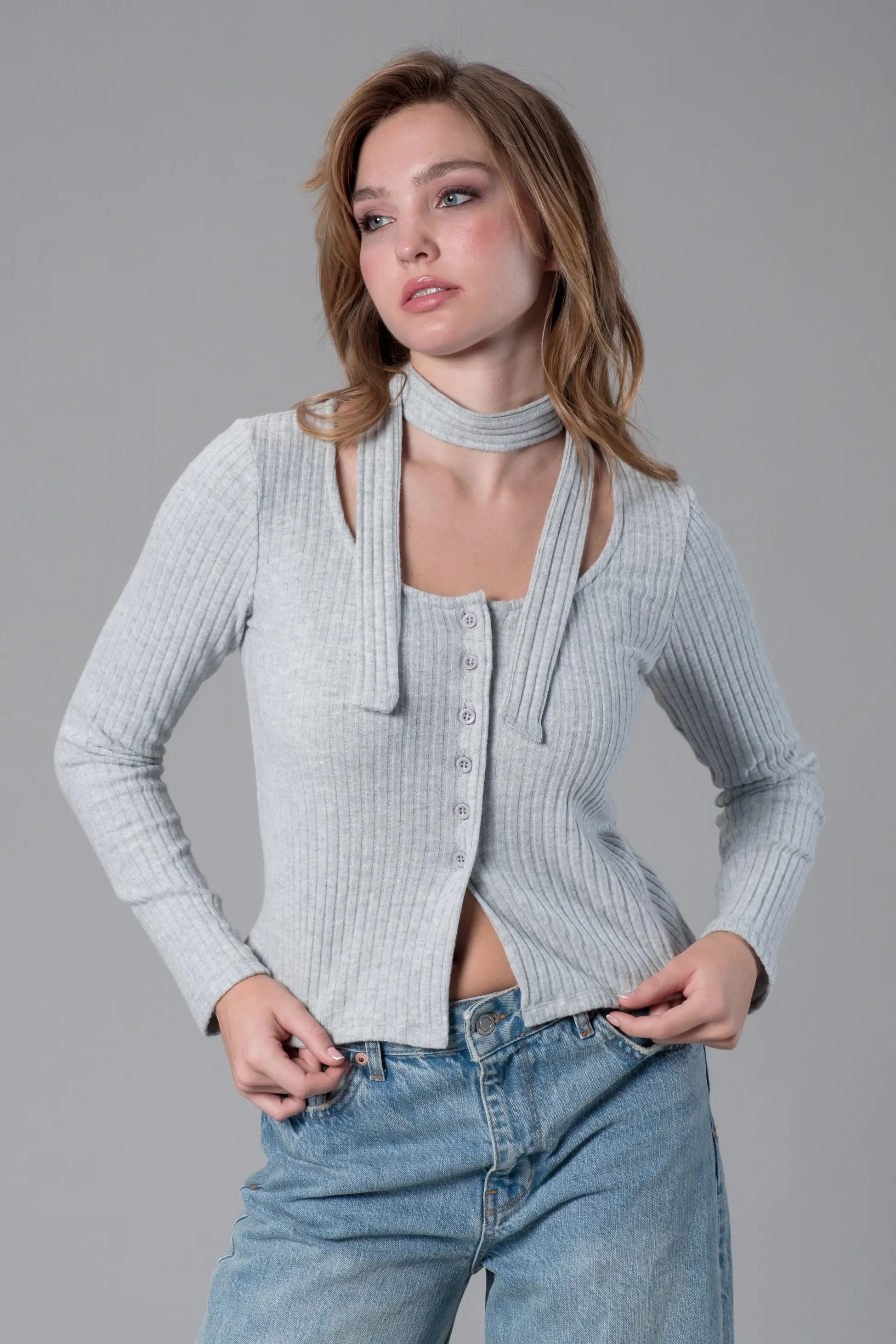 Fular Detaylı Fitilli Body
