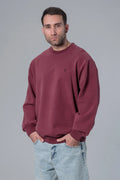 Bisiklet Yaka Bordo Oversize Sweatshirt