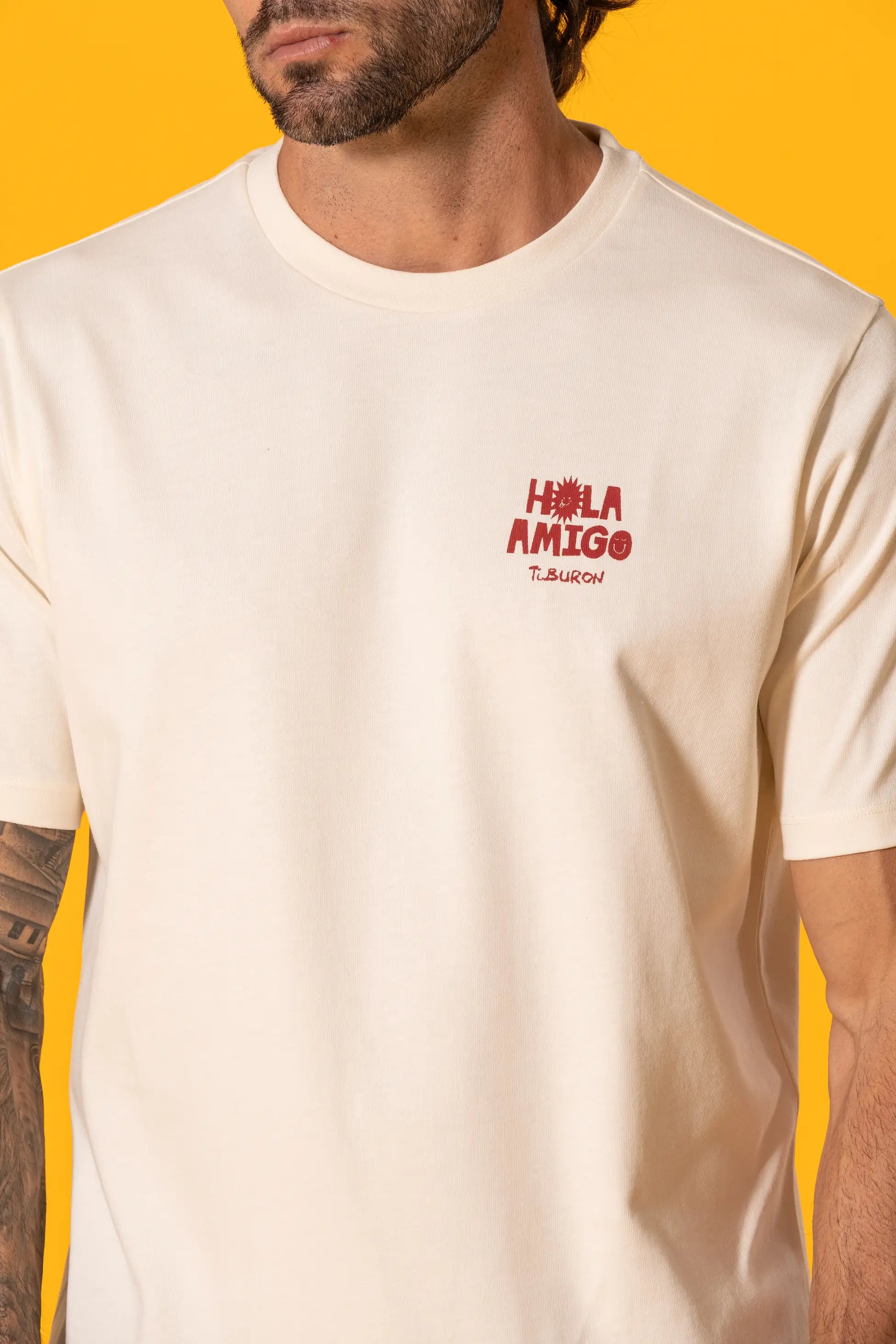 Slogan Baskılı Ekru Regular Tişört