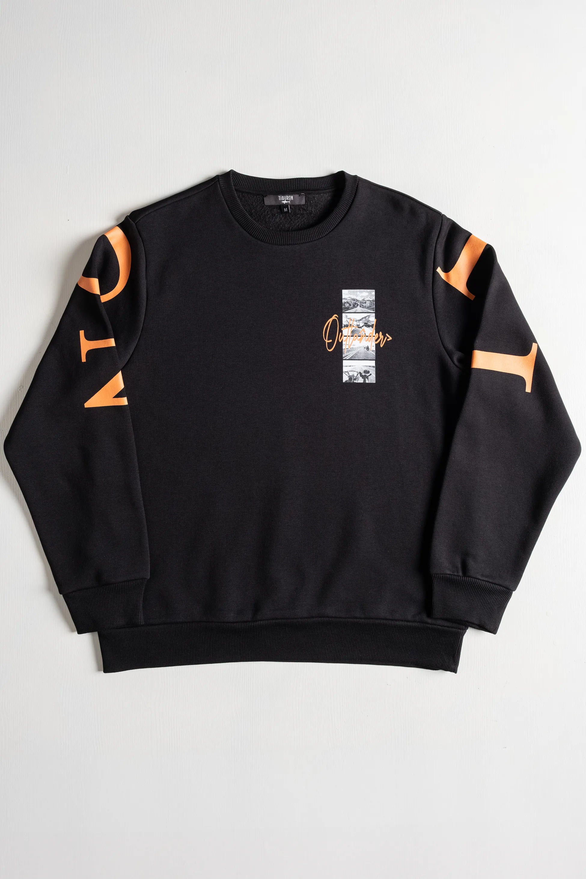 Tiburon Baskılı Siyah Erkek Sweatshirt