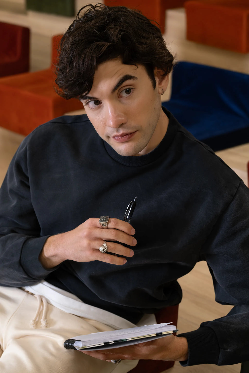 Erkek Antrasit Yıkamalı Sweatshirt