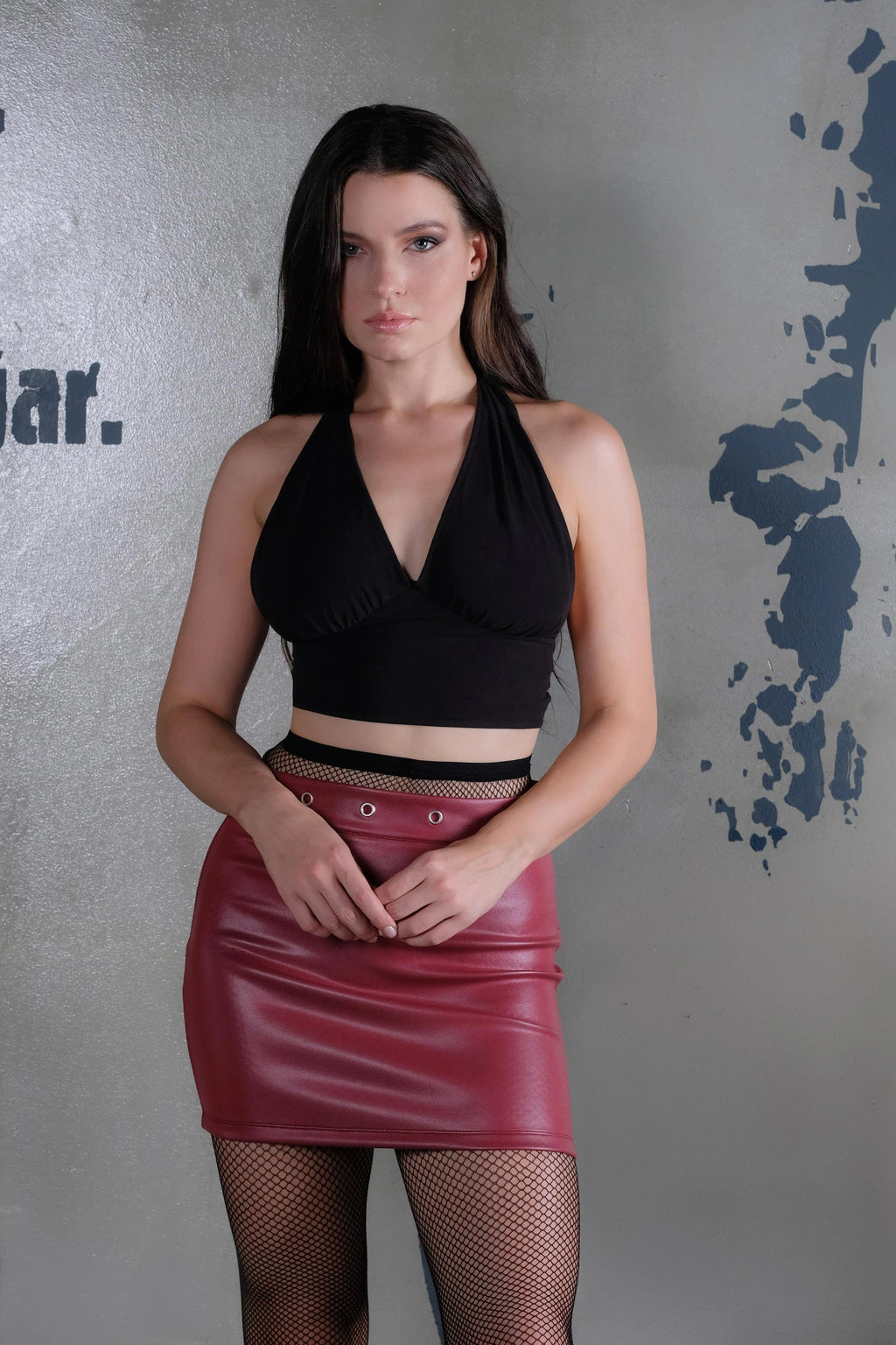 Halter Yaka Sırtı Açık Siyah Body