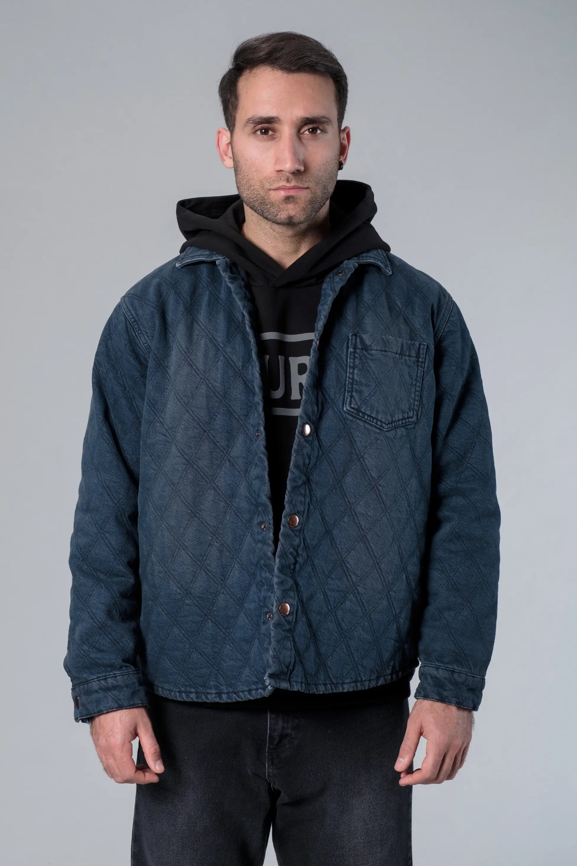 Koyu Lacivert Kapitone Denim Ceket