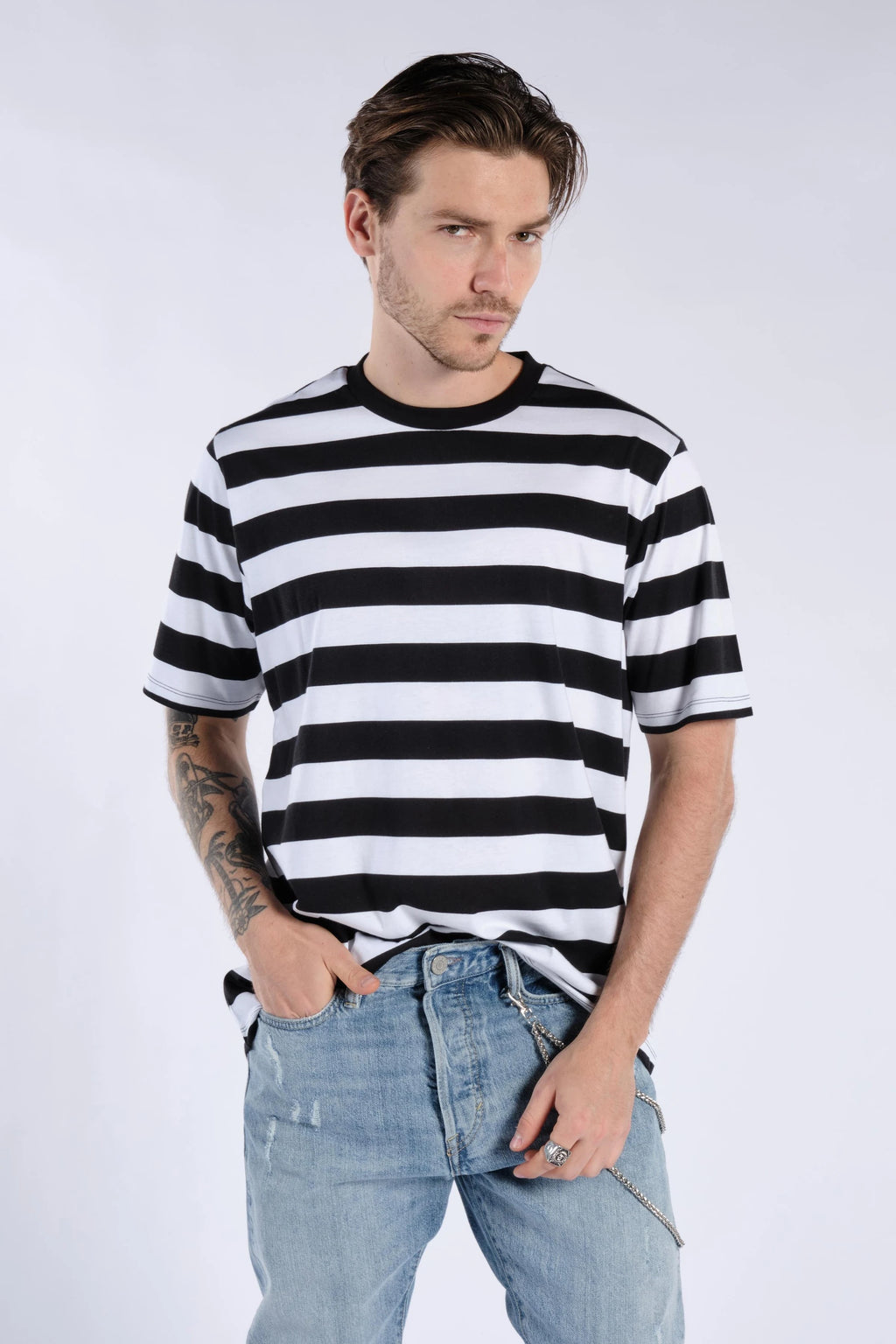 Çizgili Erkek Oversize Tişört
