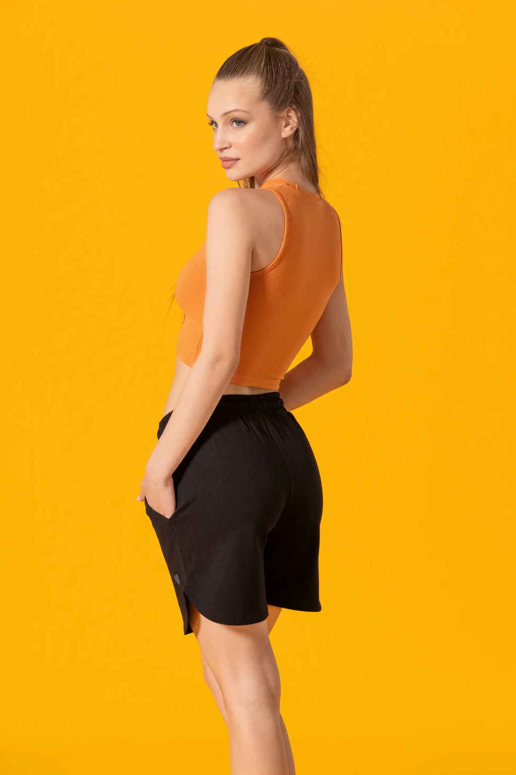 Nakış Detaylı Turuncu Crop Top Body