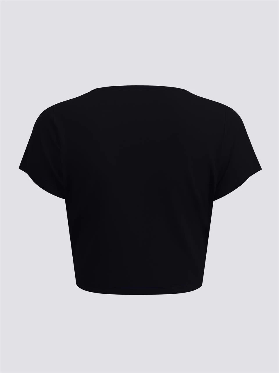 Siyah Baskılı Kadın Crop Tişört