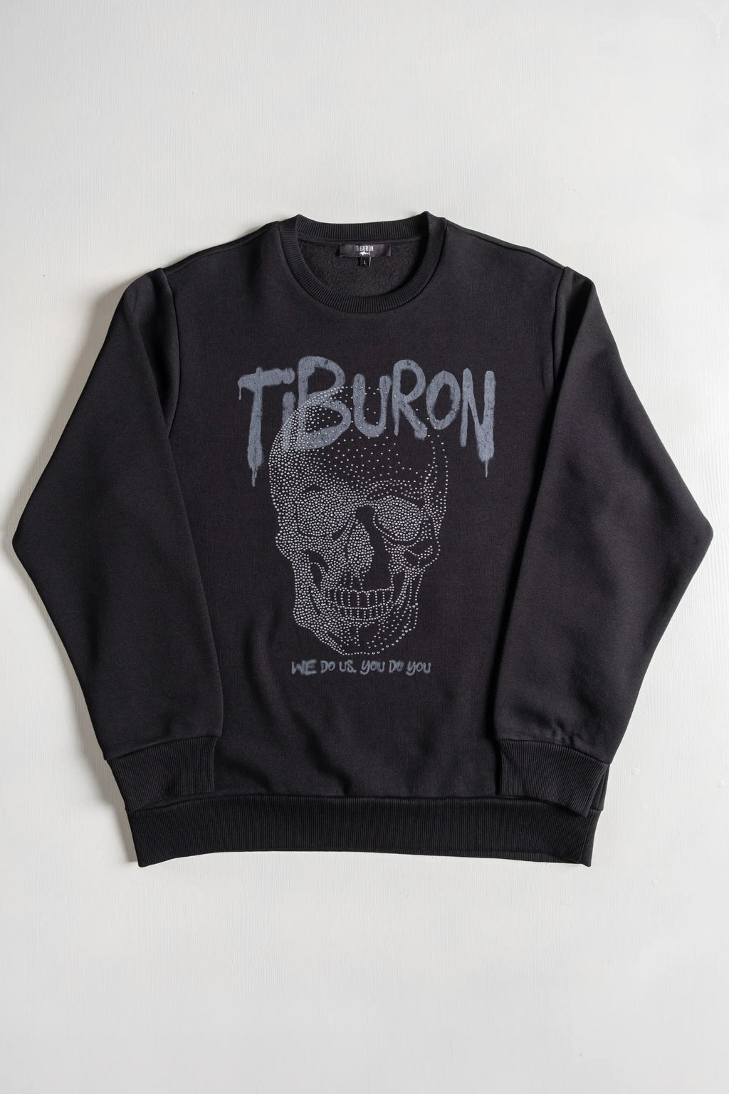 Taş Baskılı Siyah Erkek Sweatshirt