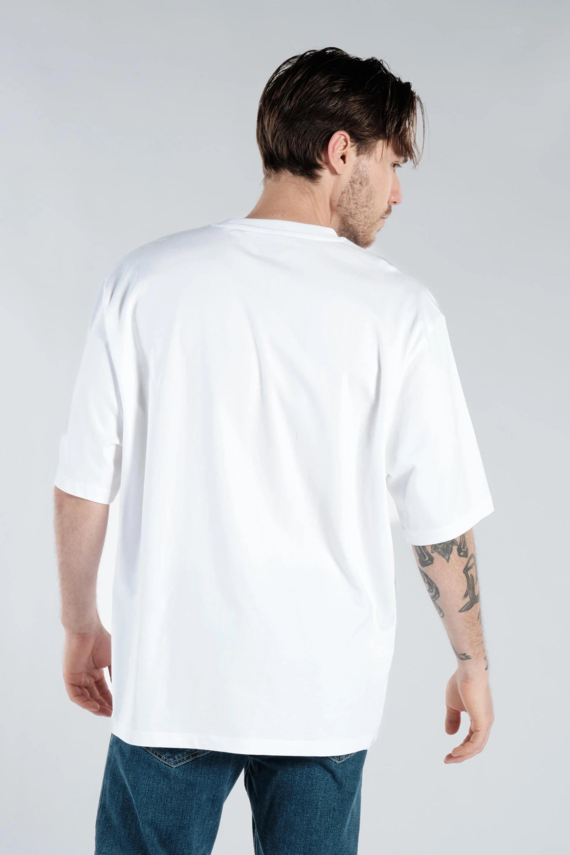 Kuru Kafa Baskılı Beyaz Erkek Oversize Tişört