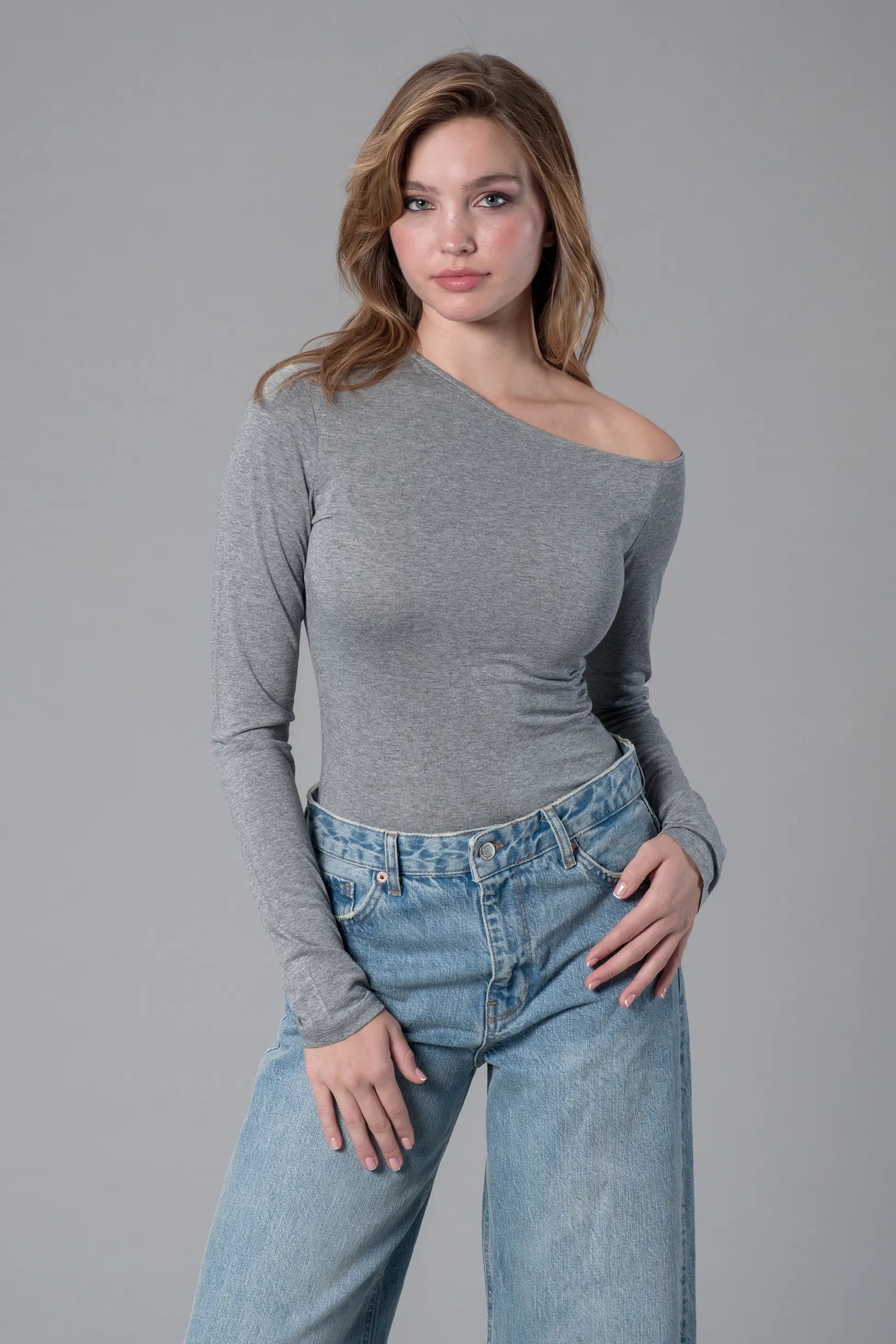 Asimetrik Yaka Melanj Çıtçıtlı Body
